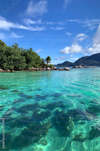 Cerf Island Seychelles. Paradise beach in the ocean 