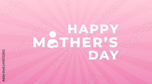 Happy mother's day modern creative banner, design, sign, concept with white text on a pink abstract background. 