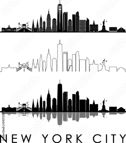 NEW YORK City Skyline Silhouette Cityscape Vector