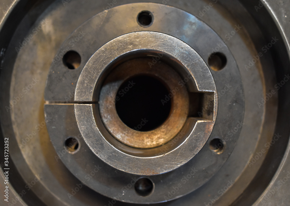 Steel valve aperture.