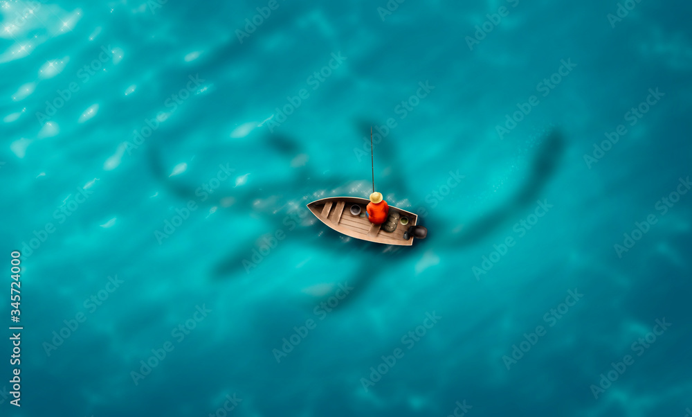 custom made wallpaper toronto digitalLoch ness monster under a fisherman's boat.