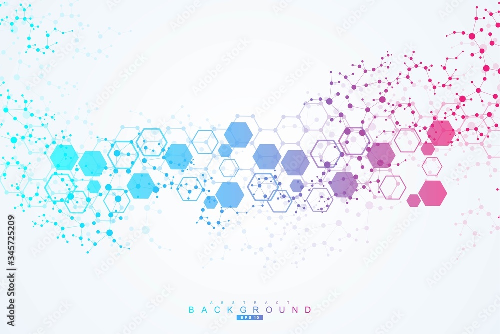 Science network pattern, connecting lines and dots. Technology hexagons structure or molecular connect elements. Science network pattern, connecting lines and dots. Technology hexagons structure or molecular connect elements.