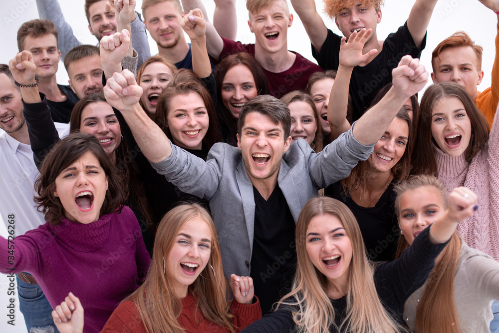 close up. happy young people showing their success close up. happy young people showing their success