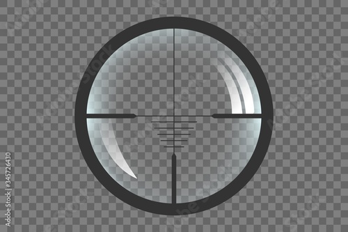 Sniper target scope or sight. Realistic vector illustration isolated on transparent background.