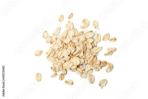 Oatmeal flakes bunch isolated on white background