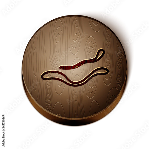 Brown line Ebola virus disease icon isolated on white background. Wooden circle button. Vector Illustration