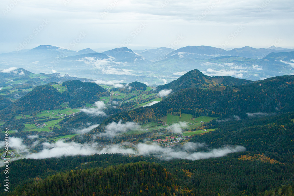 view of Alpine valley from The Kehlsteinhaus, Berchtesgaden National Park