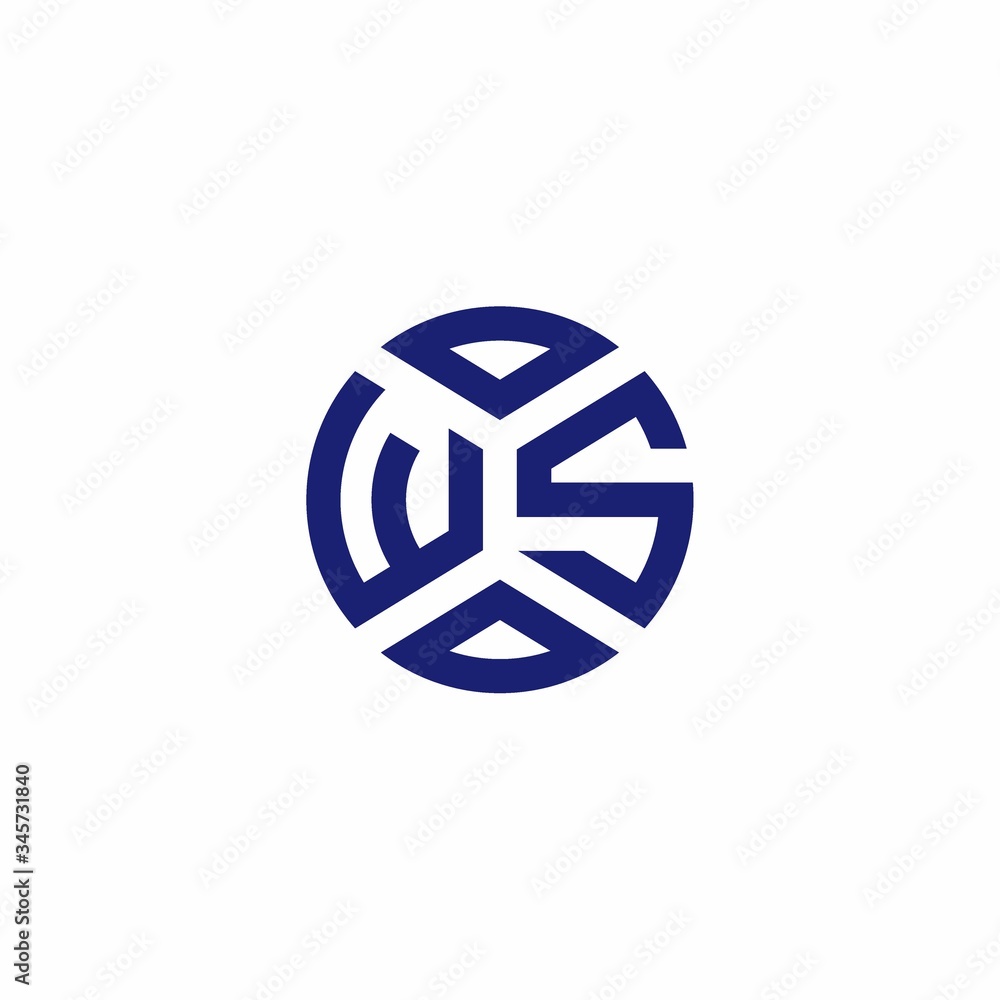 WS monogram logo with abstract shapes in modern style WS monogram logo with abstract shapes in modern style