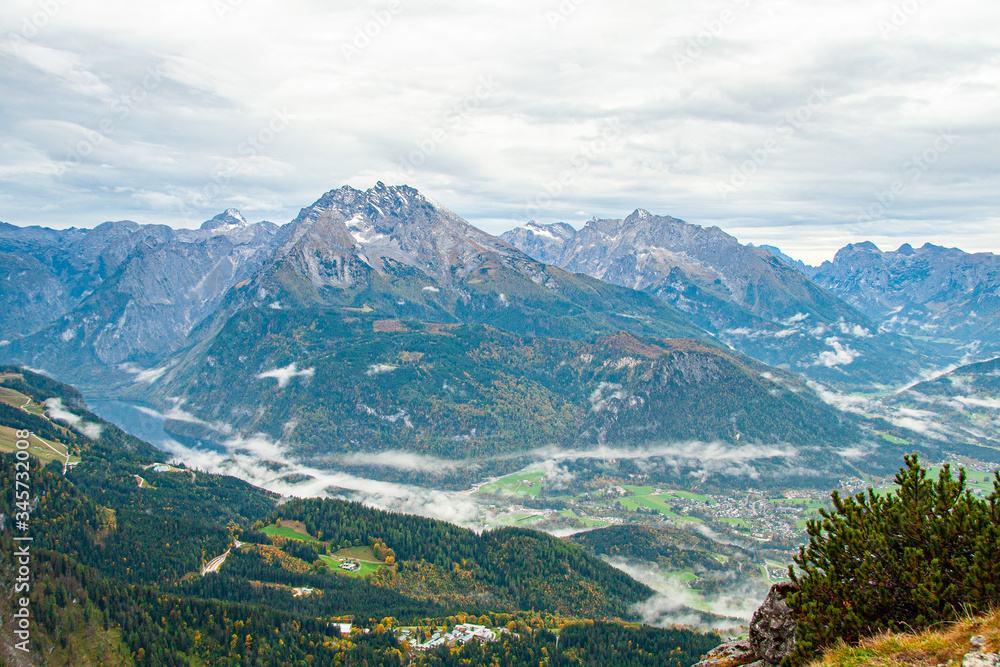 view of Alpine valley from The Kehlsteinhaus, Berchtesgaden National Park