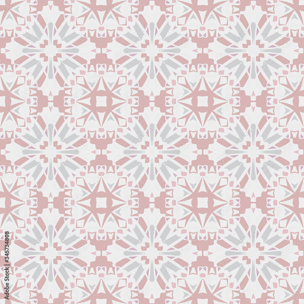 Creative color abstract geometric pattern in pink, vector seamless, can be used for printing onto fabric, interior, design, textile, pillows, tiles.