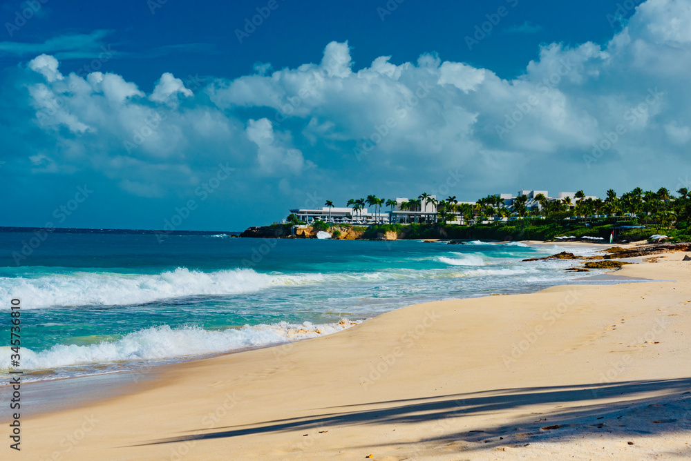 tropical beach panorama Anguilla island Caribbean sea tropical beach panorama Anguilla island Caribbean sea