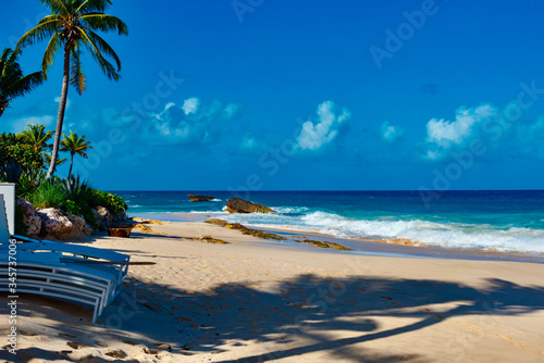 tropical beach panorama Anguilla island Caribbean sea