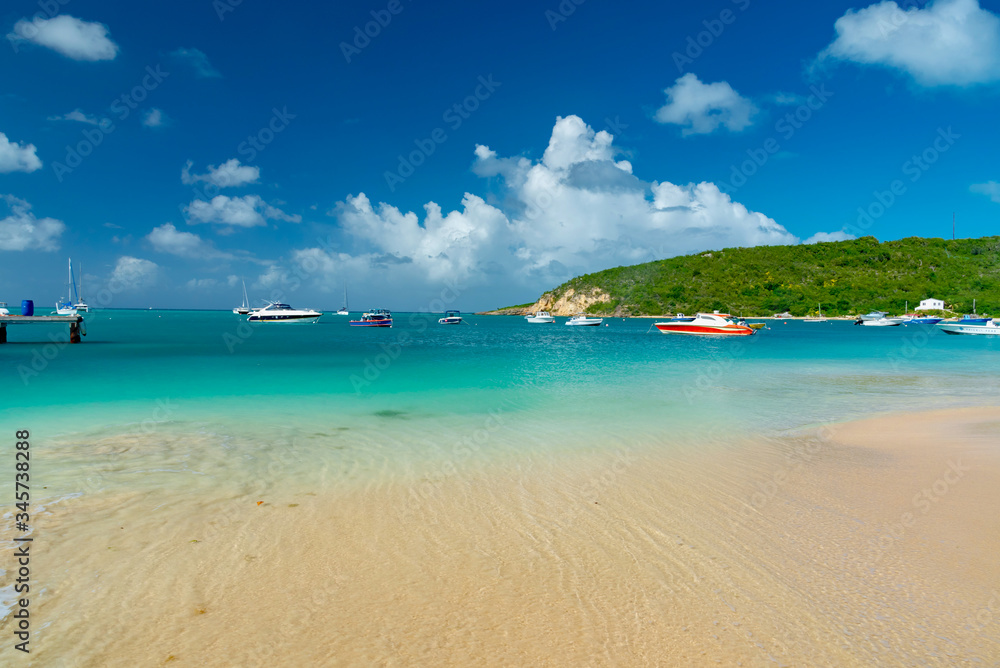 tropical beach panorama Anguilla island Caribbean sea