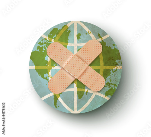 Earth planet with plaster