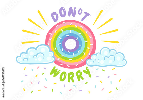 donut like rainbow with clouds