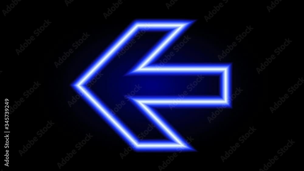 Blue neon left arrow. Glowing element. Bright blinking arrow
Blue neon left arrow. Glowing element. Bright blinking arrow