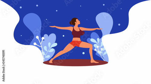 International yoga day flat illustration vector. Illustration of woman yoga © Framehay