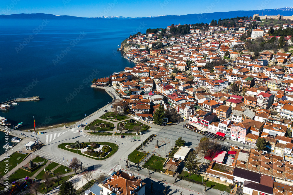 Panoramic view of Ohrid city, Northern Macedonia