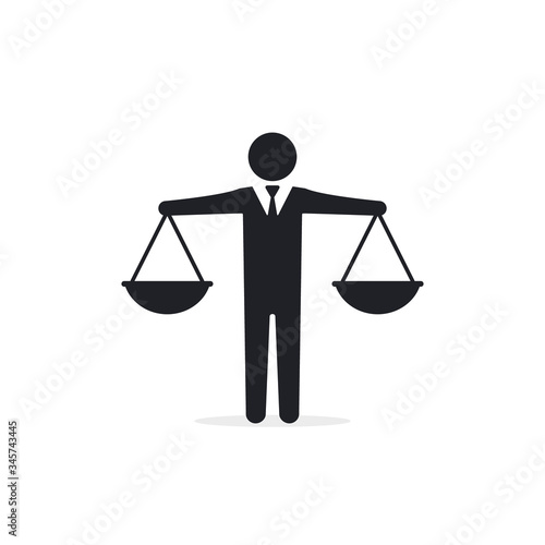 Businessman Holding Scales icon. Vector business concept. Man hold scale symbol