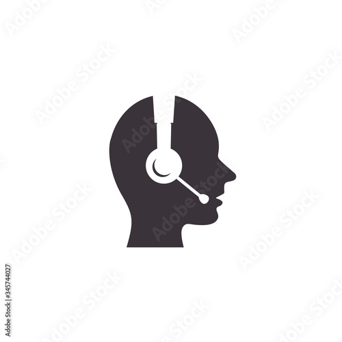 Call center vector icon, Operator sign, support service administrator silhouette icon side view