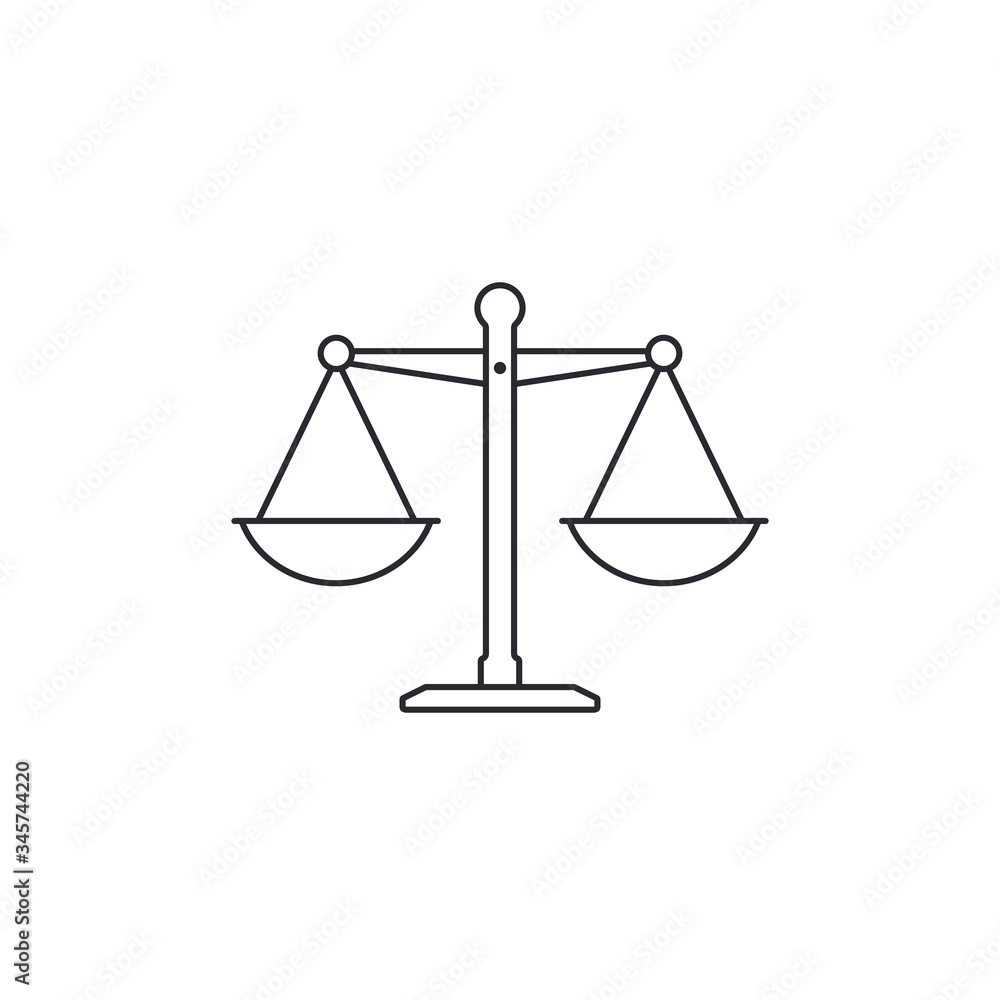 Scales line Icon Vector, seesaw isolated on white background. Scale sign Scales line Icon Vector, seesaw isolated on white background. Scale sign