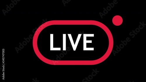 live stream NEWS TV Live Icon red button with white text on transparent background. For your videos. For YouTube channel. Alpha Channel with animation. Graphic, video footage 4K, 2K, HD, SD. photo