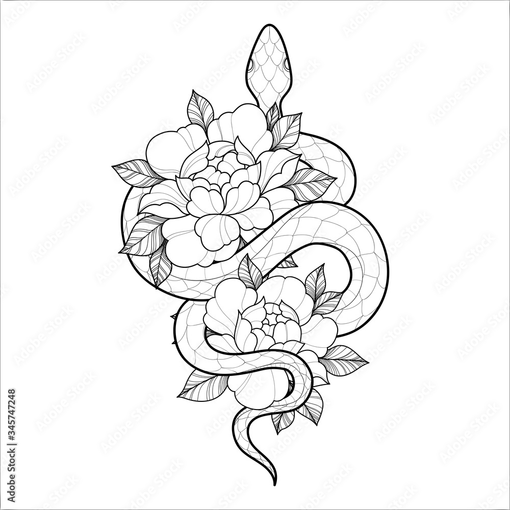 Colored Tattoo Shape - Snake Drawing Color Tattoo, HD Png Download - vhv