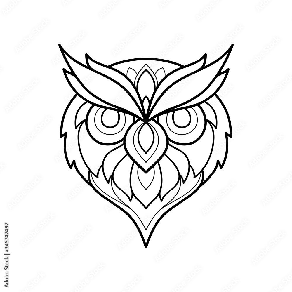 Abstract linear head of owl. Logo of the owl. Vector illustration Abstract linear head of owl. Logo of the owl. Vector illustration