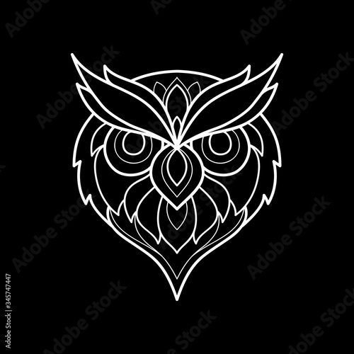 Fototapeta Naklejka Na Ścianę i Meble -  Abstract linear head of owl. Logo of the owl. Vector illustration