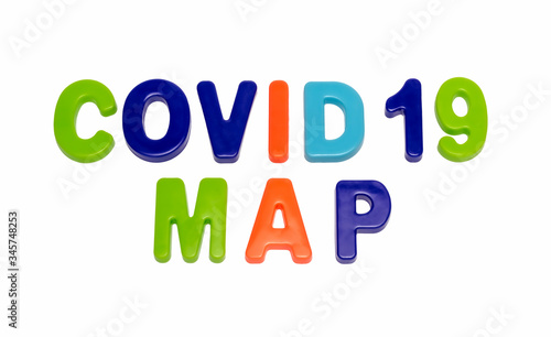 Text COVID-19 MAP on a white background.