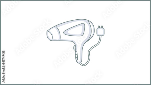 Vector Linear Hair Dryer icon.  Hair Care Illustration. Drawing.	