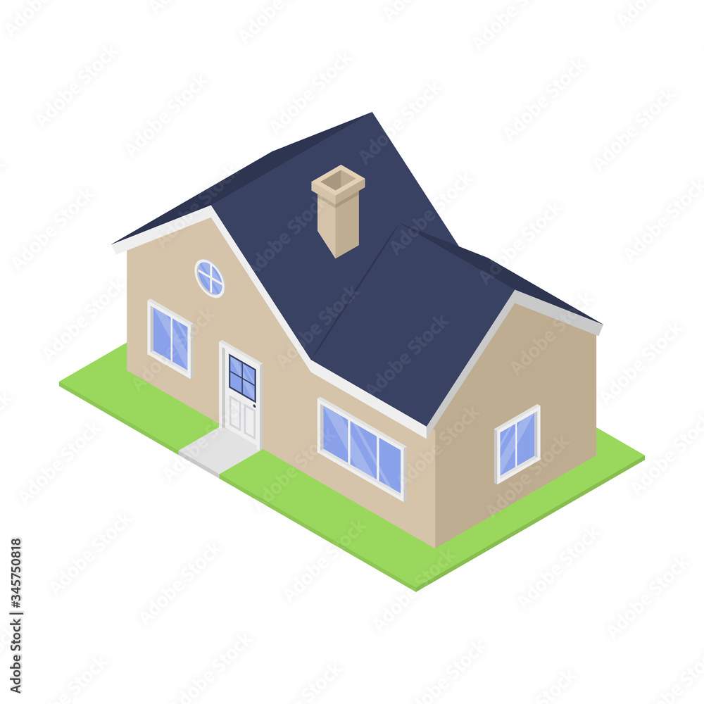 Isolated isometric house on a white background. Buying and renting real estate. Isolated isometric house on a white background. Buying and renting real estate.
