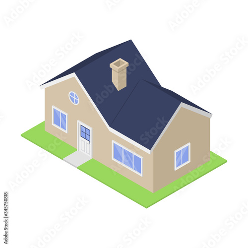 Isolated isometric house on a white background. Buying and renting real estate.