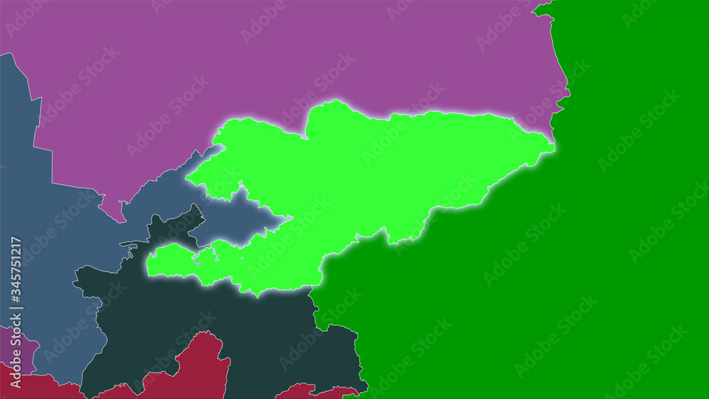 Obraz premium Kyrgyzstan, administrative divisions - light glow