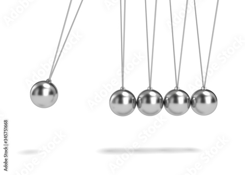 Newton balancing balls on white 3d rendering