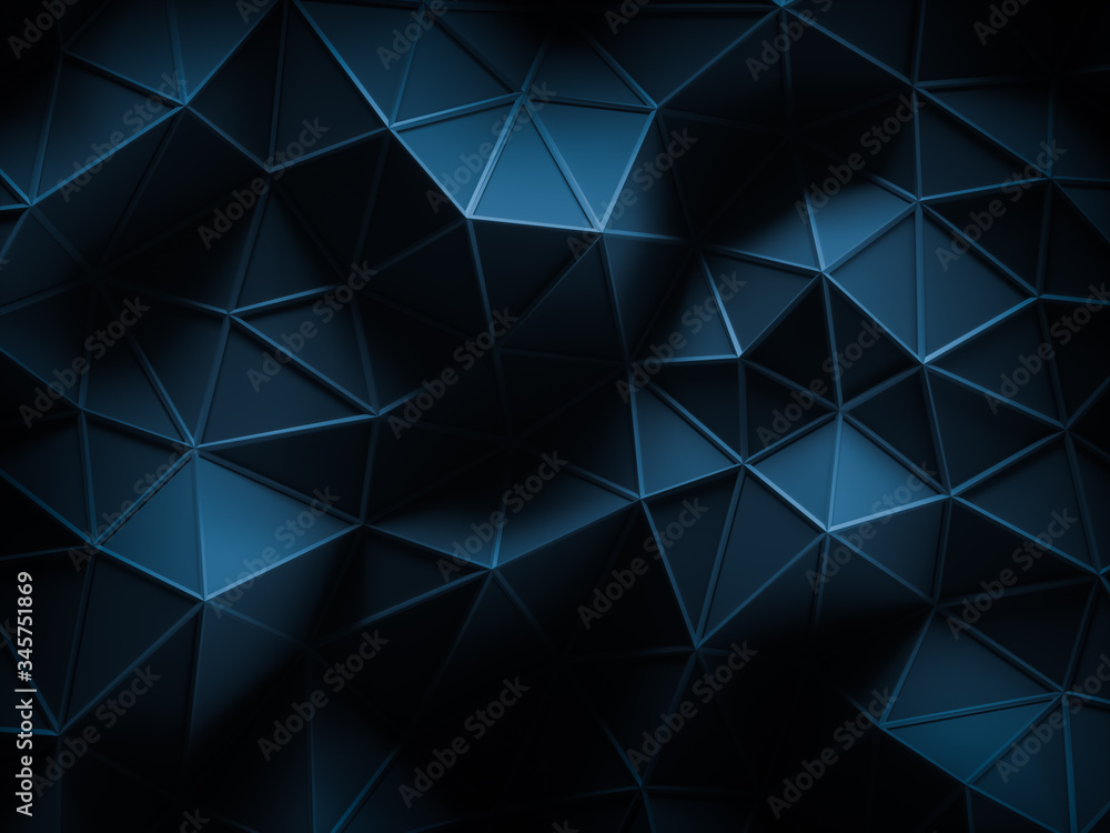Fototapeta premium Low polygonal dark abstract background, minimalist design - 3D rendering.