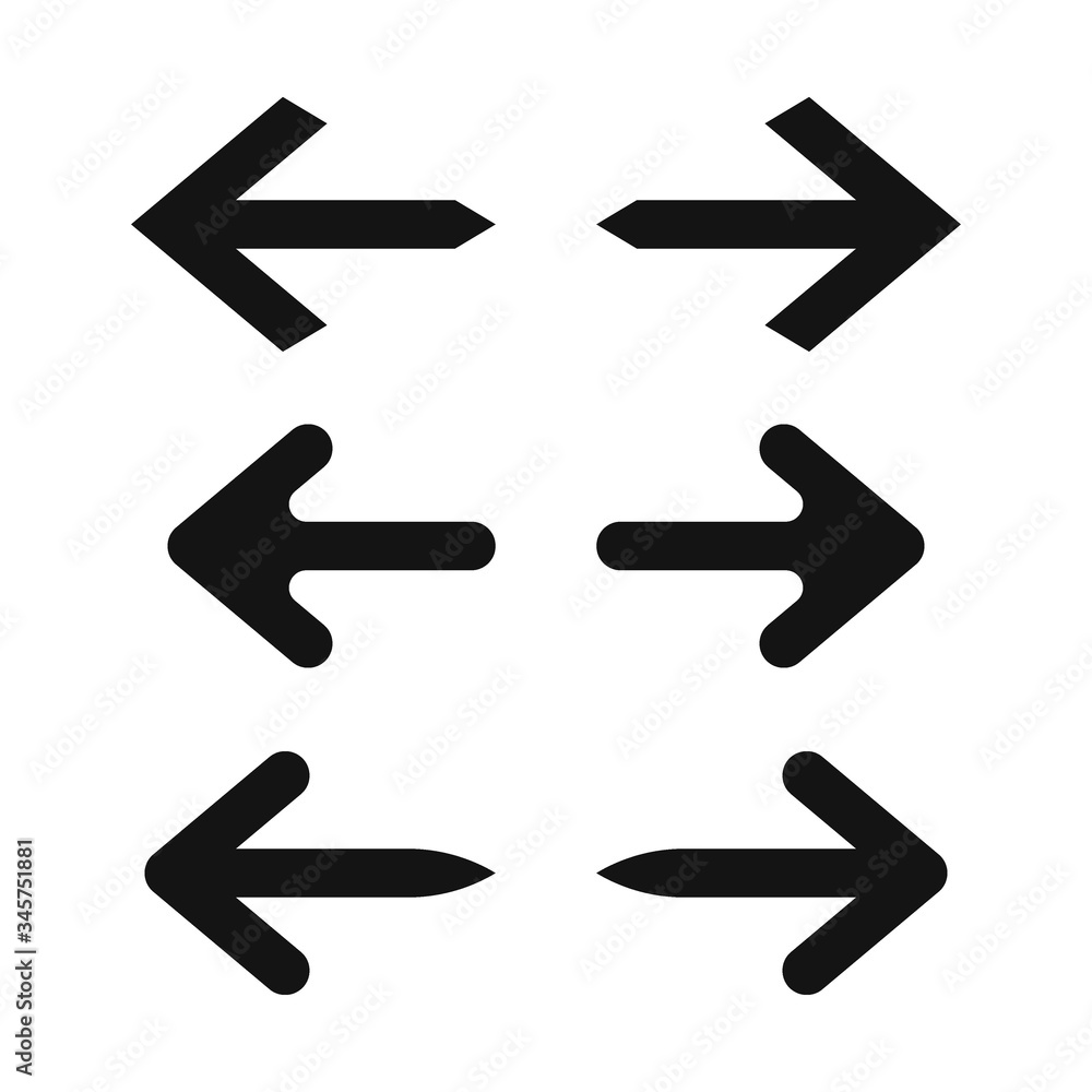 Left and right arrow icon set vector design Left and right arrow icon set vector design