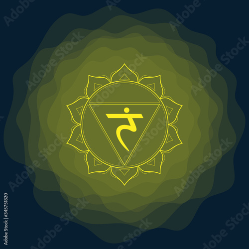 Sacral chakra of manipura sign. Icon with rounded circle smoke aura. EPS 10 vector illustration.