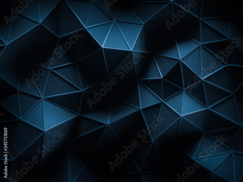 Low polygonal dark abstract background  minimalist design - 3D rendering.