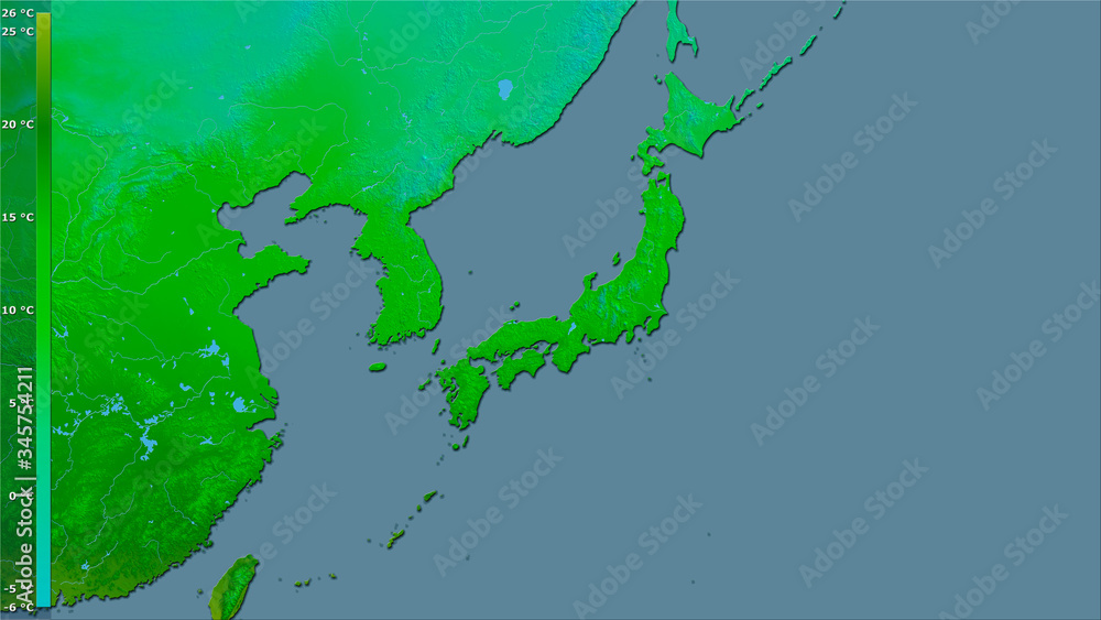 Japan, annual temperature - raw data