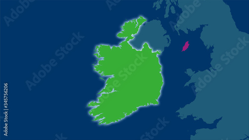 Ireland, administrative divisions - light glow