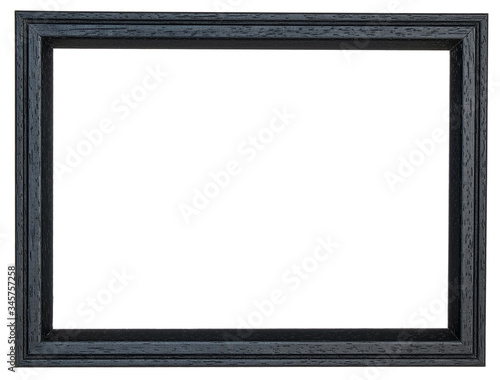 Black photo frame with a scraped rim inside. Isolated background. photo