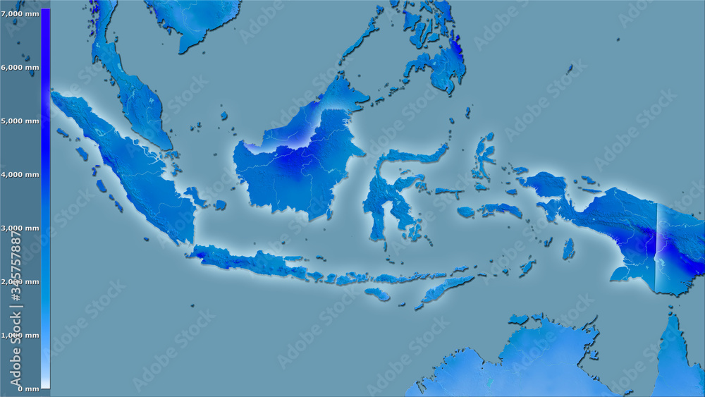 Fototapeta premium Indonesia, annual precipitation - light glow