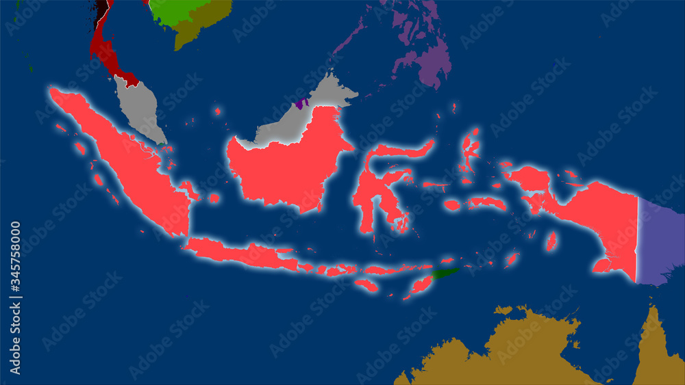 Indonesia, administrative divisions - light glow