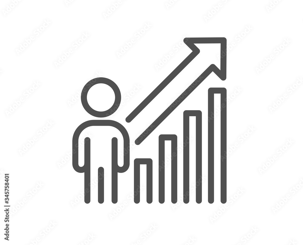 Employee result line icon. Business growth statistics sign. Human resource symbol. Quality design element. Editable stroke. Linear style employee result icon. Vector Employee result line icon. Business growth statistics sign. Human resource symbol. Quality design element. Editable stroke. Linear style employee result icon. Vector