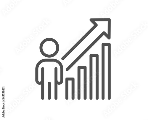 Employee result line icon. Business growth statistics sign. Human resource symbol. Quality design element. Editable stroke. Linear style employee result icon. Vector