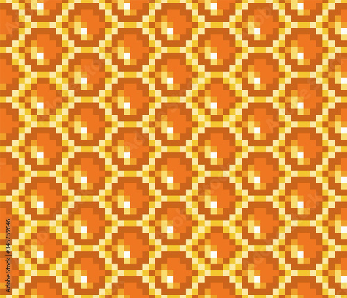 Seamless pixel honeycomb background. Vector