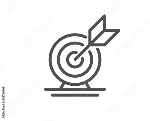 Target goal line icon. Success arrow sign. Business aim symbol. Quality design element. Editable stroke. Linear style target goal icon. Vector