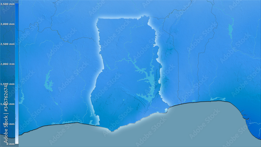 Ghana, annual precipitation - light glow Ghana, annual precipitation - light glow