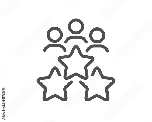 Business meeting line icon. Employee nomination sign. Teamwork rating symbol. Quality design element. Editable stroke. Linear style business meeting icon. Vector